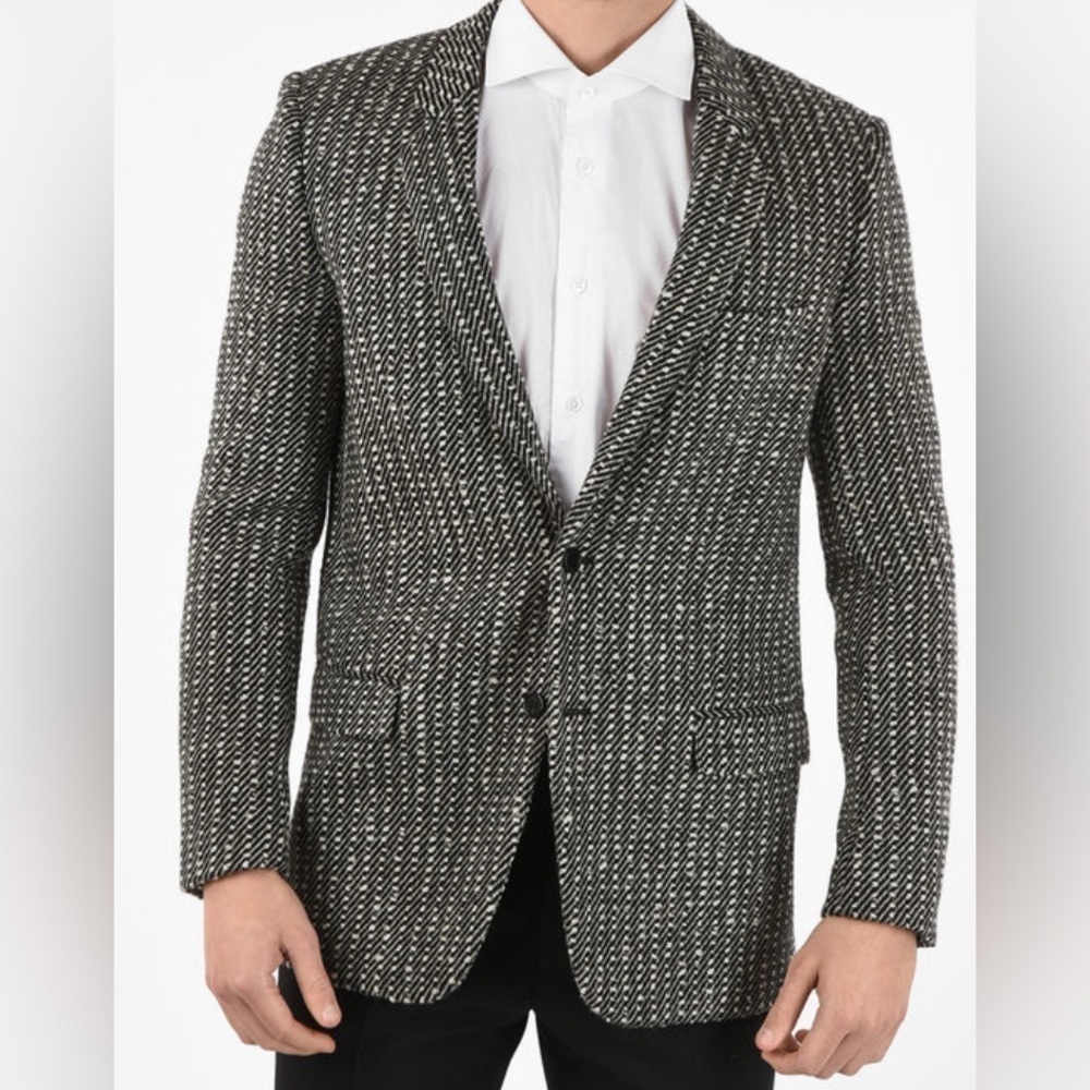Saint Laurent Paris Men 2019 collection wool tweed suit jacket silver wire